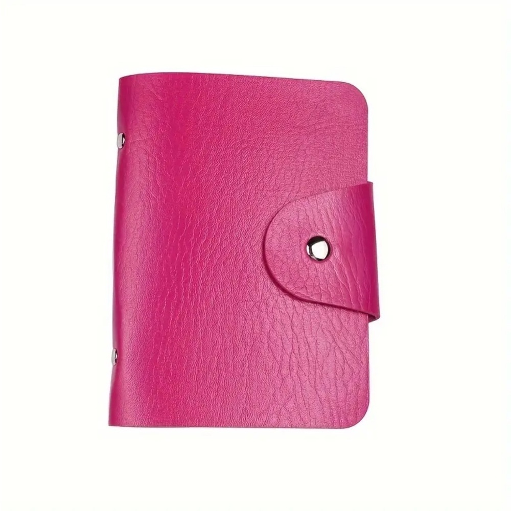 Pink Leather card nail stamp sticker plastic Holder 6 slot storage bag Accessory